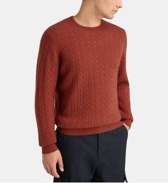 Pull droit Cachcables torsadé cachemire - Galeries Lafayette - Orange brique