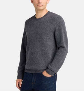 Pull droit Cachwafle gaufré cachemire - Galeries Lafayette - Gris anthracite foncé