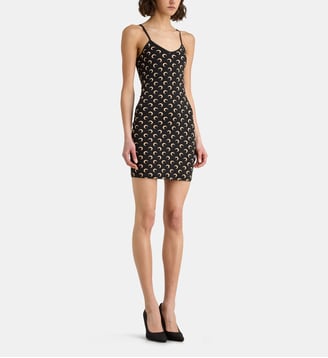 Robe courte ajustée Moon fines bretelles - Marine Serre - Noir et beige