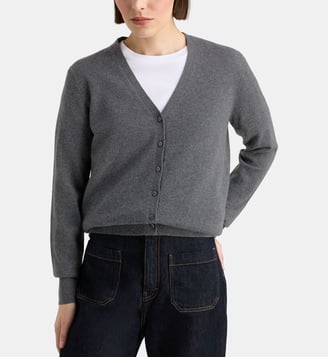 Cardigan droit Filao en cachemire - Galeries Lafayette - Gris foncé
