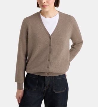 Cardigan droit Filao en cachemire - Galeries Lafayette - Taupe