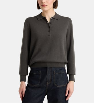 Pull polo Faon droit en cachemire - Galeries Lafayette - Bronze
