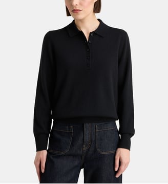 Pull polo Faon droit en cachemire - Galeries Lafayette - Noir