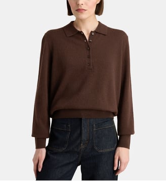 Pull polo Faon droit en cachemire - Galeries Lafayette - Marron cafe
