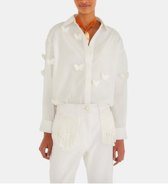 Chemise droite motif papillon en lin mélangé - Farm Rio - Off white