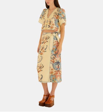Jupe mi-longue droite Boho Beauty - Farm Rio - Multicolore