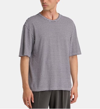 T-shirt droit Elden rayé - Officine Générale - Blanc et bleu