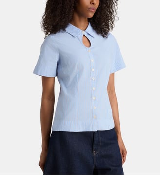 Chemisette Ebba rayures coton  - Damson Madder - Blue
