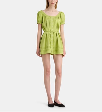 Robe mini Jayne smocks coton bio - Damson Madder - Vert anis