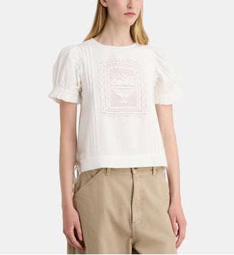 Top Mabel broderies coton  - Damson Madder - White