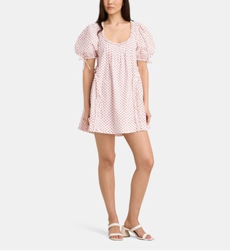 Robe courte Mini Meri pois coton bio - Damson Madder - Blanc et rouge