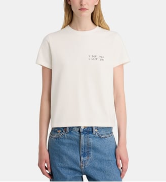 T-shirt droit Shelley I See You I Love You coton - Anine Bing - Crème