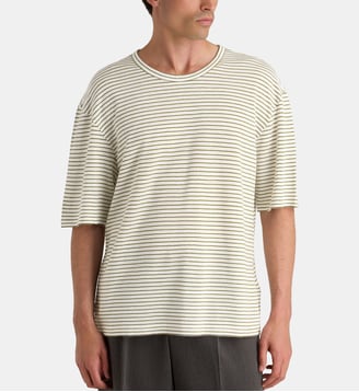 T-shirt droit Elden rayé - Officine Générale - Olive et blanc