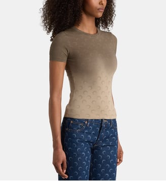 T-shirt slim Faded Moon coton - Marine Serre - Marron taupe