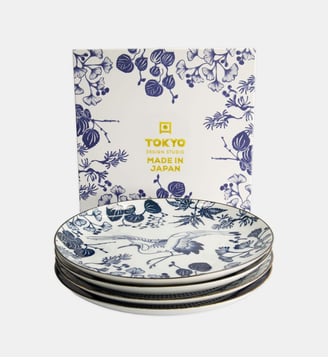 Coffret de 4 Assiettes - Tokyo Design Studio - Bleu et blanc