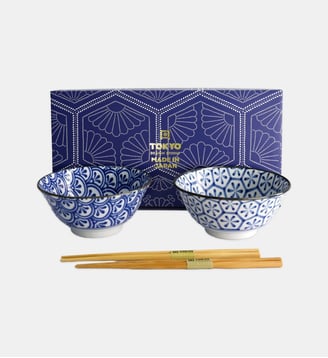 Coffret 2 bols - Tokyo Design Studio - Bleu et blanc