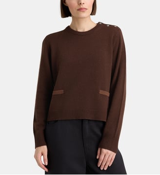 Pull droit Feddie boutons bijoux cachemire - Galeries Lafayette - Marron café