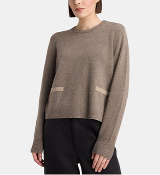 Pull droit Feddie boutons bijoux cachemire - Galeries Lafayette - Taupe