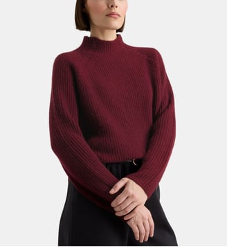 Pull droit Edimbourg en maille torsadée cachemire - Galeries Lafayette - Rouge sangria