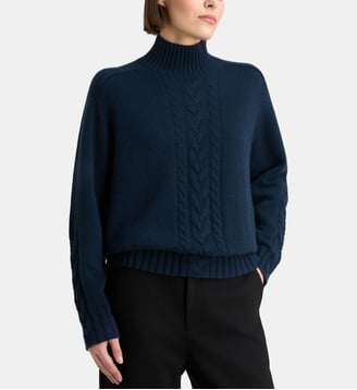 Pull droit Feroe cachemire - Galeries Lafayette - Bleu marine
