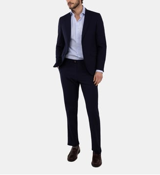 Blazer droit motif rayé en laine mélangée - El Ganso - Marine