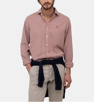 Chemise droite en coton et lin signature - El Ganso - Rose