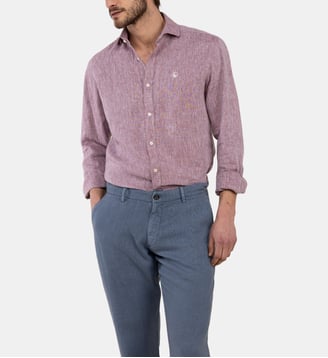 Chemise droite en chambray de lin signature  - El Ganso - Rouge