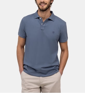 Polo droit en coton imprimé signature - El Ganso - Bleu