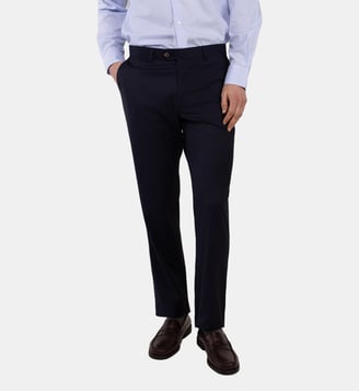 Pantalon de costume droit en laine mélangée - El Ganso - Bleu marine