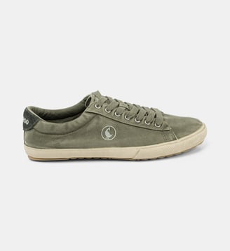 Baskets basses en coton signature détail en daim - El Ganso - Kaki