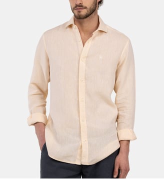 Chemise droite en chambray de lin signature  - El Ganso - Jaune
