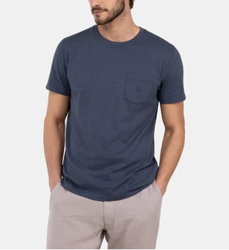T-shirt Oil Slub droit en coton imprimé signature - El Ganso - Bleu marine