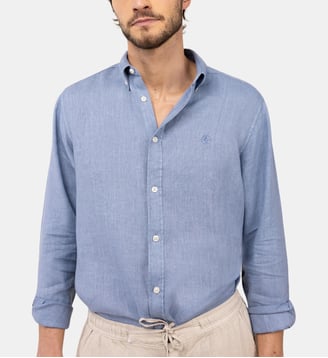 Chemise droite en lin signature - El Ganso - Bleu ciel