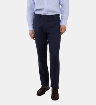 Pantalon droit en lin - El Ganso - Bleu marine