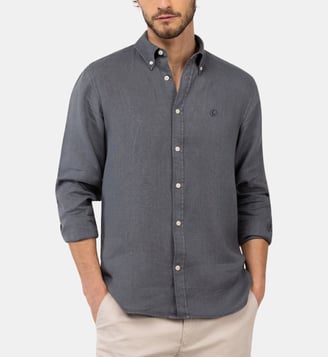 Chemise droite en lin - El Ganso - Gris