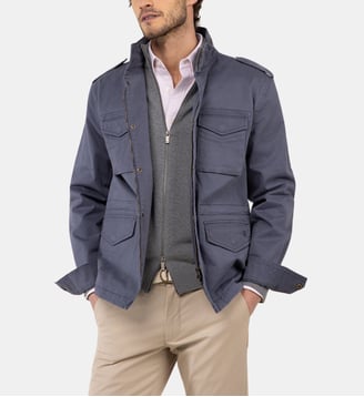 Veste de terrain droit en coton col montant - El Ganso - Bleu marine