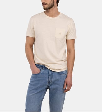 T-shirt Slub Raw droit en coton imprimé signature - El Ganso - Jaune