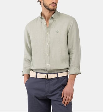 Chemise droite en lin signature - El Ganso - Vert