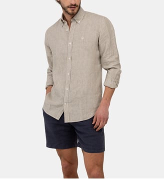 Chemise Yale droite en lin motif rayé - El Ganso - Vert
