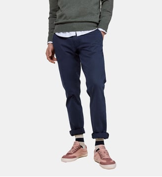 Pantalon chino droit en coton - El Ganso - Bleu marine