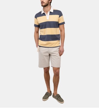 Polo de rugby  droit en coton signature motif rayé manches courtes - El Ganso - Jaune et bleu