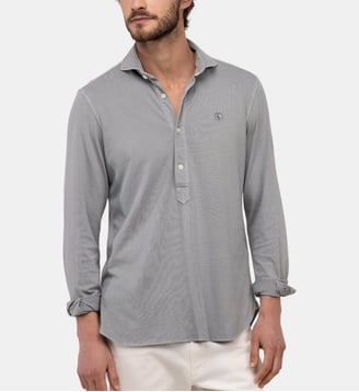 Polo à manches longues droit en coton fermeture boutonnée - El Ganso - Gris