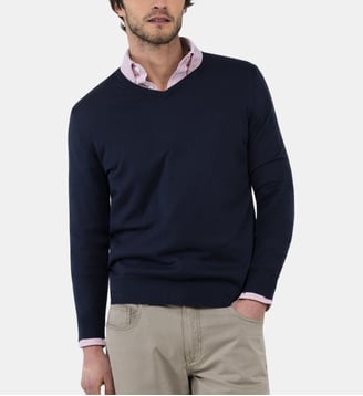 Pull droit col V - El Ganso - Bleu marine