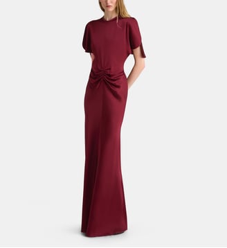 Robe longue fluide Isabella froncée satinée - Victoria Beckham - Burgundy