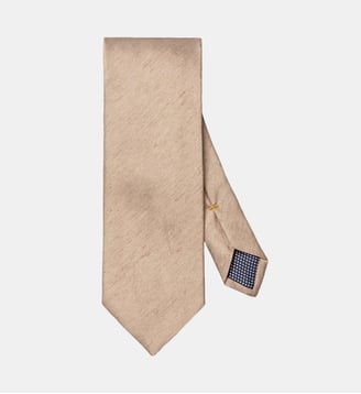 Cravate signature en lin et soie - Eton - Beige