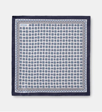 Pochette de costume à motif en lin - Eton - Marine
