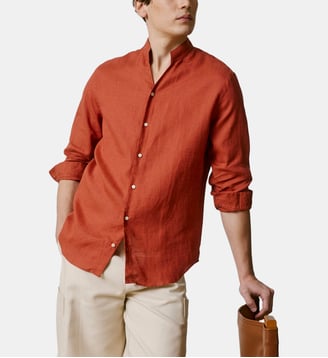 Chemise droite Carl en lin - Figaret - Rouille