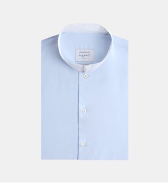 Chemise semi ajustée col Mao - Figaret - Bleu clair