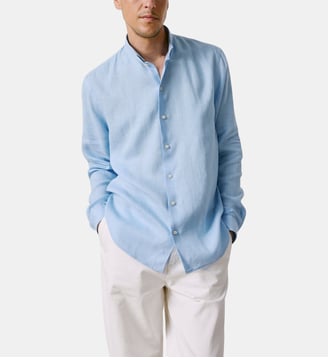 Chemise droite en lin  - Figaret - Bleu clair