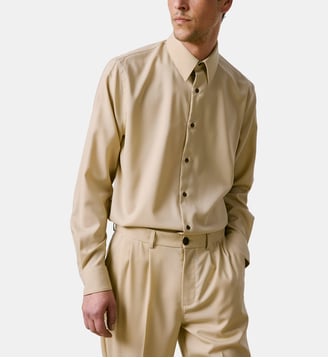 Chemise droite en laine - Figaret - Beige